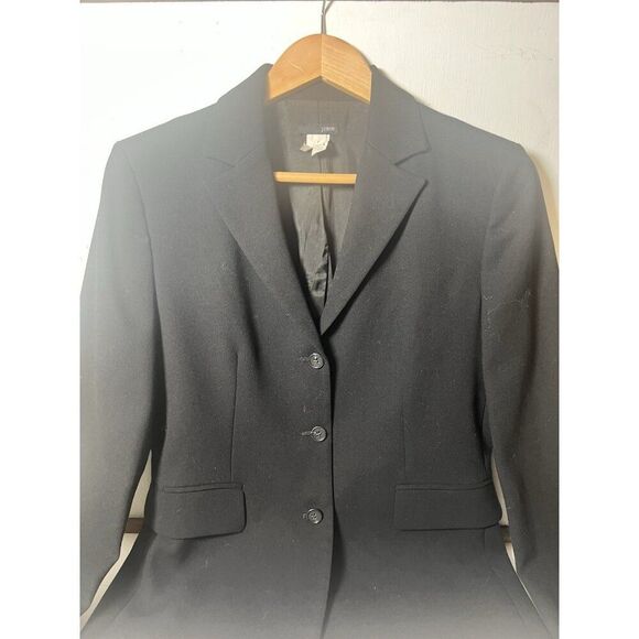Womens Academia Workwear J.Crew 3 Button Black Wool Blazer Size 8.   Mm - Picture 2 of 6
